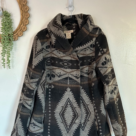 Vintage Paris Blues Southwestern Print Hooded Coat Wool Blend, Brown, Size large - Picture 7 of 10